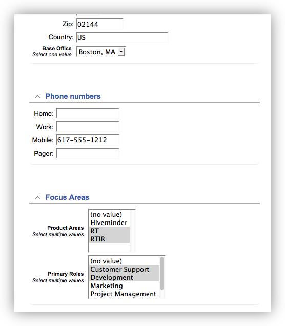 Grouped User Custom Fields