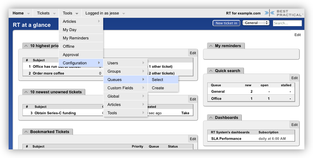 Screenshot: Flyout menus