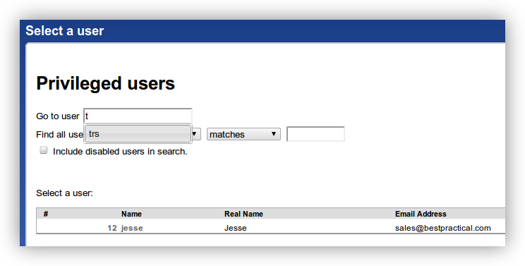 Screenshot: autocomplete for user admin page