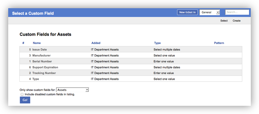 Asset Custom Fields